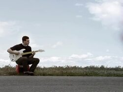 Electric Guitar Road Trip Boy Stock Footage