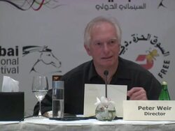 INTERVIEW: Peter Weir on Colin Farrell and how focuses all his energies into his acting at the The Way Back Press Conference: 7th Dubai International Film Festival at Dubai .  Stock Footage