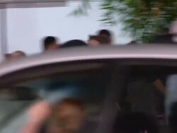 Lisa Rinna and Harry Hamlin depart the Veronica Mars Premiere in Hollywood - Celebrity Sightings in Los Angeles Stock Footage