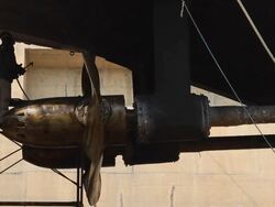 Warship repaired in dock Stock Footage