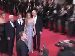 Roberta Armani, Designer Giorgio Armani, actor Sean Penn, Paul Haggis, Thierry Fremaux and Petra Nemcova at Reality Premiere: 65th Cannes Film Festival at Palais des Festivals on May 18, 2012 in Cannes, France (Footage by WireImage Video/Getty Images) Stock Footage