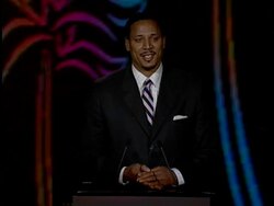 SPEECH: Brian Grant talks about finding out he had Parkinson's when he was in the NBA, introduces Michael J. Fox to the stage.  Stock Footage