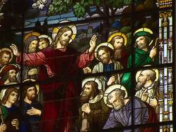 Stained Glass Windows In Church Stock Footage