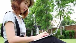 Businesswoman working in the outside Stock Footage