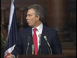 WRAP Joint presser of Musharraf and Blair, ADDS Blair's arrival News Clip