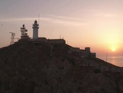 WS View of Lighthouse at Sunset / Cabo De Gata, Andalusia, Spain Stock Footage