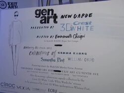 ATMOSPHERE: Signage at Crest 3D White Presents Art Garde Designers at The Box at Lincoln Center on 02/09/2012 in New York, NY, United States Stock Footage