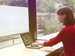 Laptop woman modern home. Handheld. Stock Footage