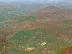 WS AERIAL View of wooded area at Savoy Mountain State Park / Massachusetts, United States Stock Footage