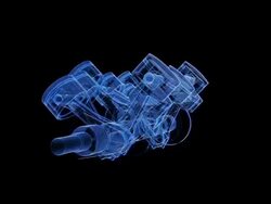 V12 piston and crank xray animation Stock Footage