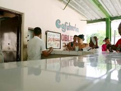 MS Shot of Cafe counter with People eating and drinking at Cafeteria / Cuba  Stock Footage