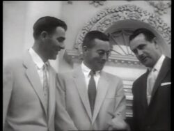 B/W trio of professional golfers / 1950's / SOUND Stock Footage