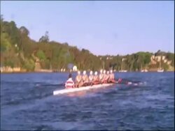 MS team of eight women in rowing boat, Australia Stock Footage