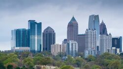 Midtown Skyline from Piedmont Park, Atlanta, Georgia, United States of America Stock Footage