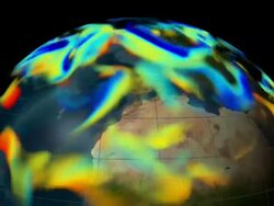 This visualization shows data from a global atmospheric assimilation model for August 2005. Stock Footage