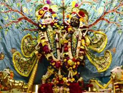 MS Shot of the idols of Lord Krishna and Radha in Iskcon Temple, Vrindavan / Mathura, Uttar Pradesh, India Stock Footage