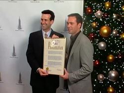 NASCAR driver Jimmie Johnson was in New York City Tuesday, celebrating his fourth consecutive NASCAR Sprint Cup championship. Johnson wrapped up the title with a fifth place finish in Sunday's season-ending race. (Nov. 24) News Clip