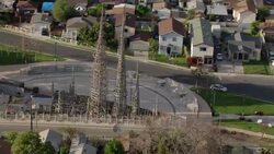 The Watts Towers, a historical landmark in the Watts neighborhood of South Los Angeles, California. Stock Footage