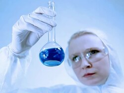 Scientist classifying liquid sample in a laboratory Stock Footage
