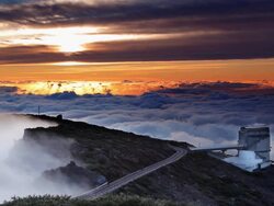 Observatory at sunset Stock Footage