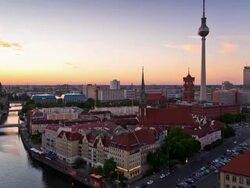 Berlin Aerial view with TV Tower - Timelapse Stock Footage