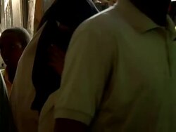 Corridor of market with children and people Stock Footage