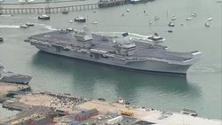 HMS Queen Elizabeth in Portsmouth Aerials News Clip