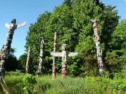 Stanley Park Vancouver Totem Poles Stock Footage