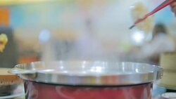 Chopsticks in a Japanese Hotpot,Slow motion Stock Footage