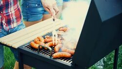 Friends having barbecue party. Stock Footage