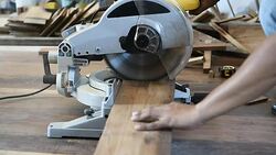 closeup of circular saw for cut wood plank Stock Footage