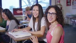 Teacher working with high school students Stock Footage