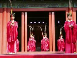 WS Shot of dancers performing at Temple AUDIO / Beijing, Hebei Province, China Stock Footage