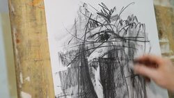 Artist drawing in studio (HD) Stock Footage