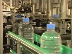 Plastic Bottles in Factory on Conveyor Belt Production Stock Footage