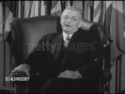 1952: NEW ORLEANS, LOUISIANA: Angled WS The International House, Chairman Rudolf S. Hecht sitting, SOT talking about slogan of peace & 'to know each other better, like each other better', foreign trade, pay exports w/ imports, no credit or gifts. Instructional Video