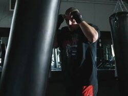 man kickboxing in a gym Stock Footage