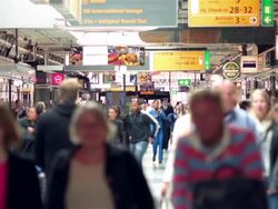 Schiphol Airport travellers Stock Footage
