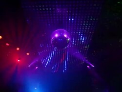 HD Ceiling lights with disco ball (tilt up) Stock Footage