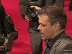 Matt Damon at 'The Monuments Men' UK Film Premiere at National Gallery on February 11, 2014 in London, England. Stock Footage