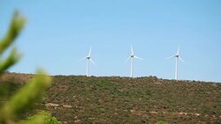 Windmills at the horizon Stock Footage