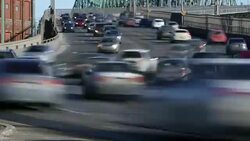 MS of traffic on bridge roadway Stock Footage