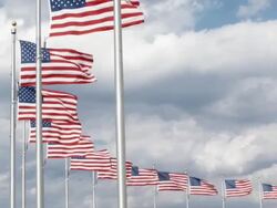 MS SLO MO View of American flags / Washington, DC, USA Stock Footage