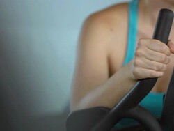 Working On The Exercise Bike Stock Footage