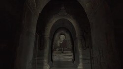 W/S to F/S STEADYCAM FORWARD Buddha in Abeyadana temple, Bagan Stock Footage