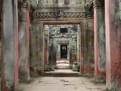 Angkor, Preah Khan temple, view of the entrance Stock Footage