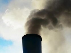 Black smoke from smoke stack Stock Footage