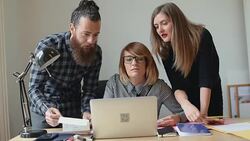 New business teamwork in the startup office Stock Footage