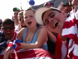 Soccer Fans Gather To Watch US Team's Knockout Stage Match Against Belgium Stock Footage