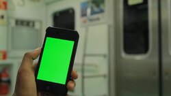 Chroma key: using tablet on train Stock Footage
